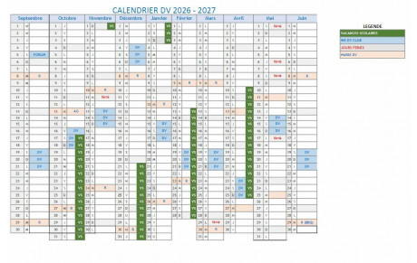 Calendrier 2026-2027